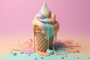 an ice cream cone with colorful paint on it. Generative AI photo