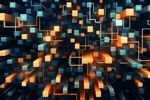 abstract background with cubes and lines. Generative AI photo