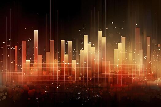 abstract city skyline with glowing lights. Generative AI photo