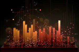 abstract data chart with red and orange lines. Generative AI photo