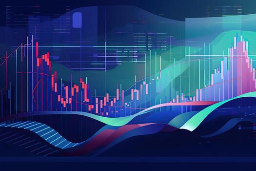 an abstract illustration of a stock chart. Generative AI photo