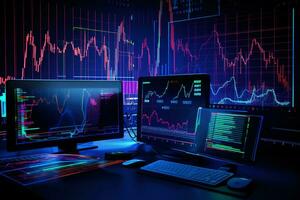 stock market trading chart on computer screen. Generative AI photo