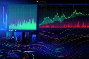 an image of a computer screen with a graph on it. Generative AI photo