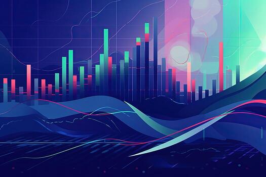 an abstract illustration of a graph chart. Generative AI photo