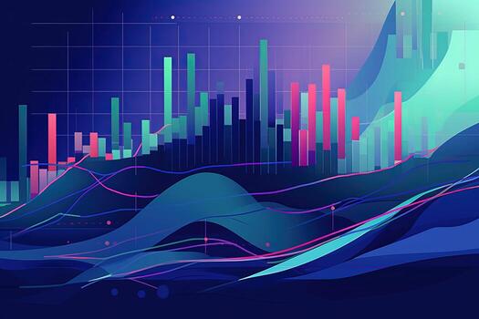 an abstract illustration of a graph chart. Generative AI photo