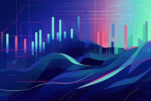 abstract digital illustration of a graph. Generative AI photo