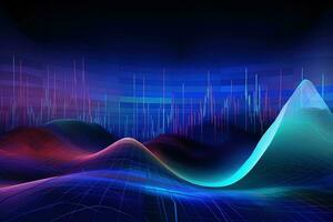 abstract image of a graph with a line of data. abstract digital wave background with wave lines. Generative AI photo