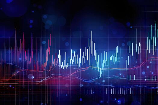 a colorful background with a graph line. Generative AI photo