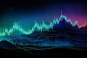 digital chart of stock market graph. Generative AI photo