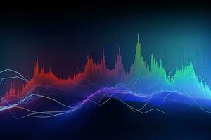 colorful stock chart wave background with a dark background. Generative AI photo