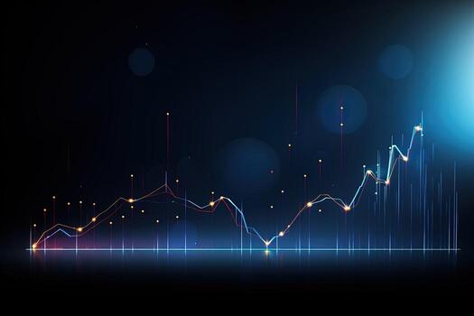 an abstract graph line on a dark background. Generative AI photo