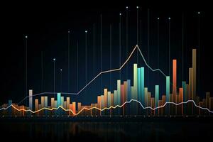 an abstract graph of data and lines on a black background. Generative AI photo