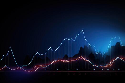 an abstract graph of a stock market chart. Generative AI photo
