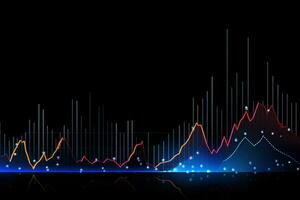 abstract data chart with colorful lines and graphs. Generative AI photo