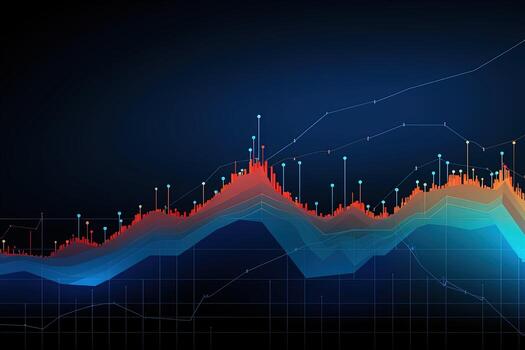 an abstract graph with a line and dots. Generative AI photo