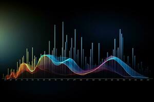 abstract wave graph with colorful lines. Generative AI photo