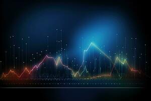 resumen grafico con líneas y puntos en oscuro antecedentes. generativo ai foto