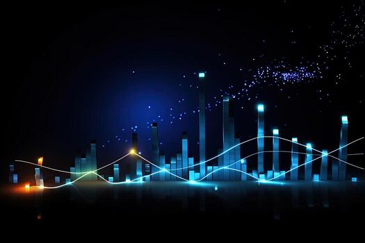 abstract background with glowing lines and dots. Generative AI photo