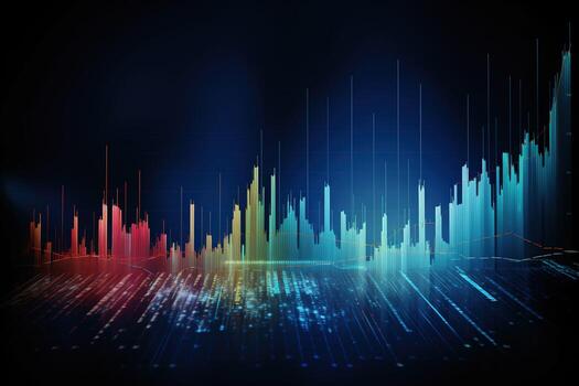 abstract data chart with colorful lines. Generative AI photo