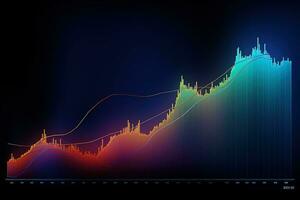 a graph of the stock market on a dark background. Generative AI photo