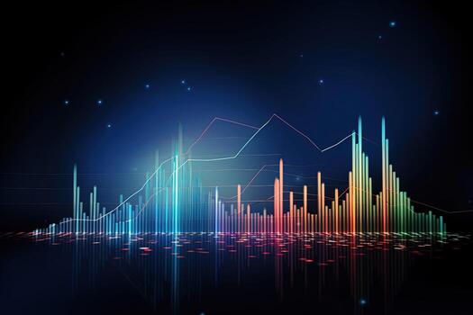 abstract background with colorful lines and graphs. Generative AI photo