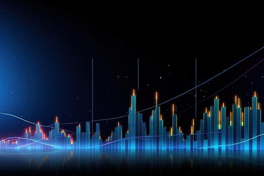 an abstract background with a graph line and a line. Generative AI photo