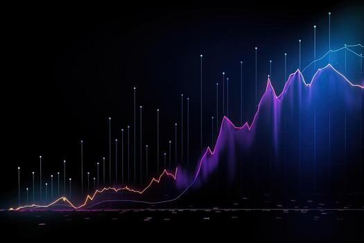 an abstract graph with a line going up. Generative AI photo