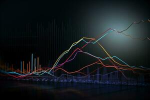 un imagen de un grafico gráfico con un línea yendo arriba. generativo ai foto