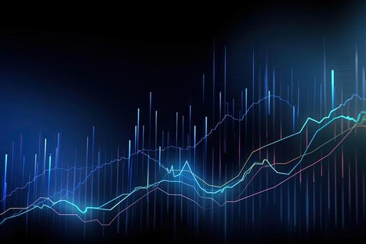 an abstract graph of a stock market chart. Generative AI photo
