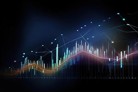 an abstract graph with lines and dots. Generative AI photo