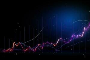 an illustration of a graph line with a line of different colors. Generative AI photo