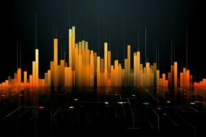 resumen digital ciudad antecedentes con naranja y negro barras. generativo ai foto