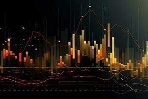 abstract graph of a stock market chart. Generative AI photo