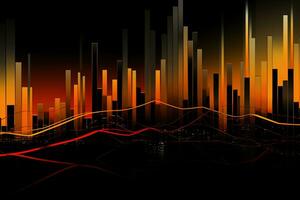 abstract stock chart with orange and black bars. Generative AI photo