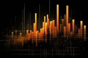 abstract background with bars and lines on black background. Generative AI photo