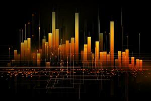 abstract graph background with orange lines. Generative AI photo