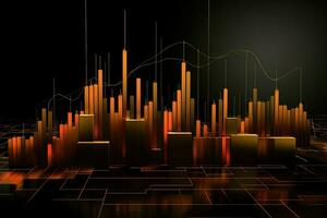 abstract background with a line of orange and black bars. Generative AI photo
