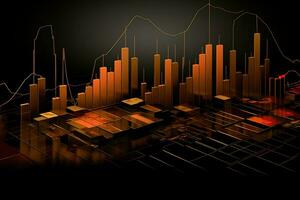 abstract graph background with orange lines. Generative AI photo