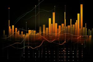 abstract graph background with orange lines. Generative AI photo