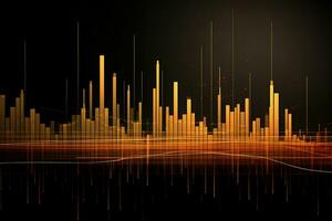 naranja y negro antecedentes con un línea de datos. generativo ai foto