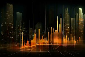 an abstract city skyline with a bar graph. Generative AI photo