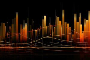 naranja y negro antecedentes con un línea de datos. generativo ai foto