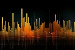 orange and black background with a line of data. Generative AI photo