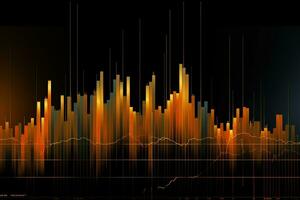 naranja y negro antecedentes con un línea de datos. generativo ai foto