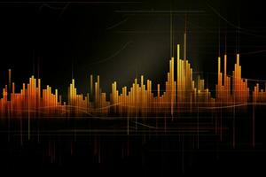 image of a stock chart on a black background. Generative AI photo