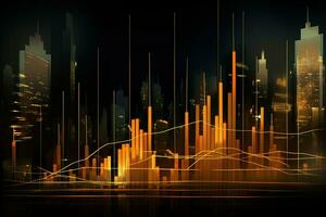 abstract cityscape with a graph line. Generative AI photo
