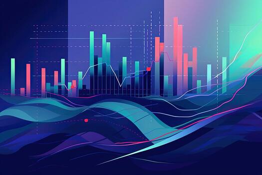 abstract illustration of a city with a graph. Generative AI photo