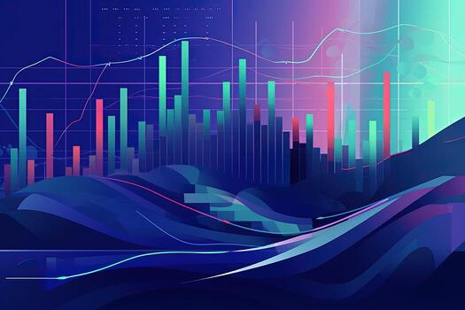 abstract illustration of a graph chart. Generative AI photo