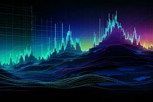 abstract image of a graph with a mountain range in the background. Generative AI photo