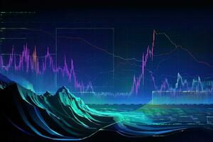 abstract image of a graph and a mountain. Generative AI photo